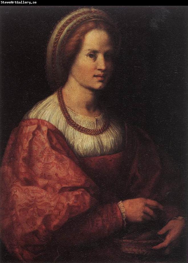 Andrea del Sarto Portrait of a Woman with a Basket of Spindles